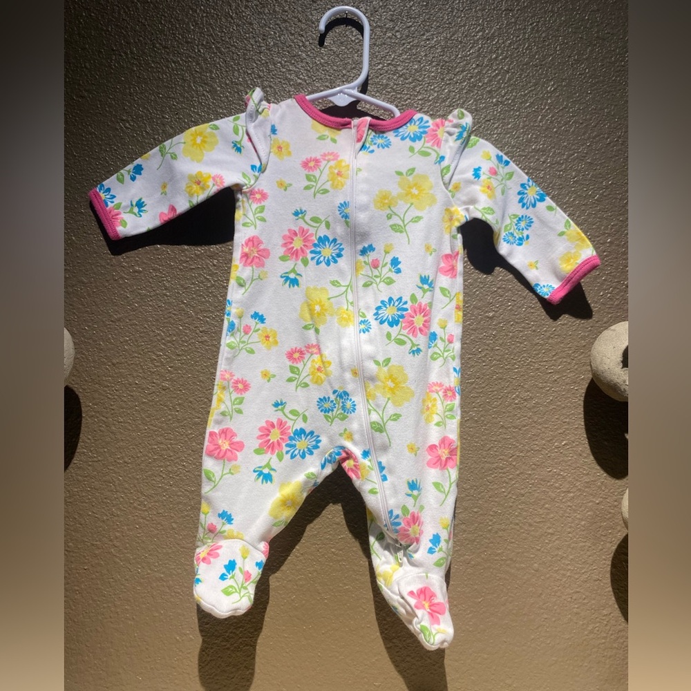 Wonder Nation Floral Footie - Pink, Blue, Yellow